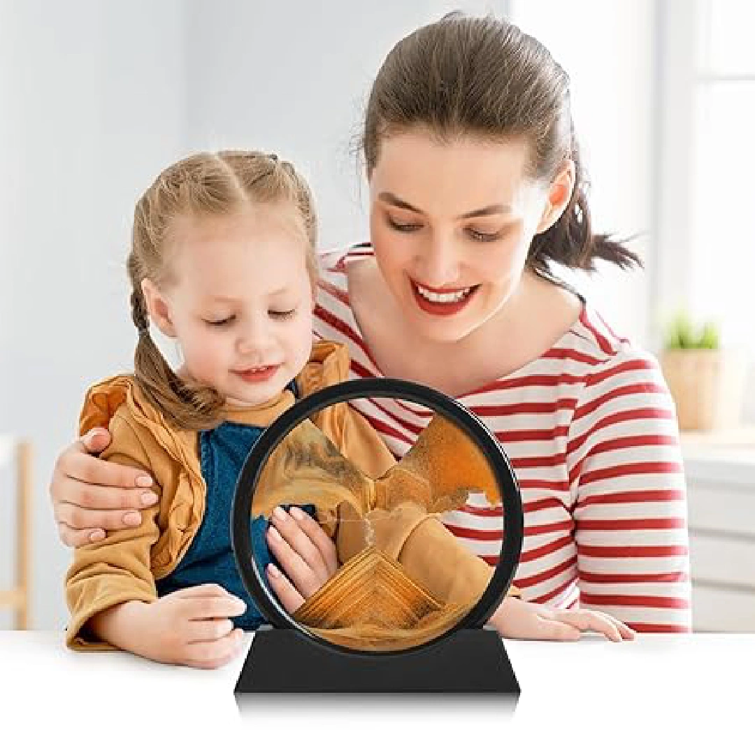 Mobtude Sand Art Round Glass Flowing Sand Frame
